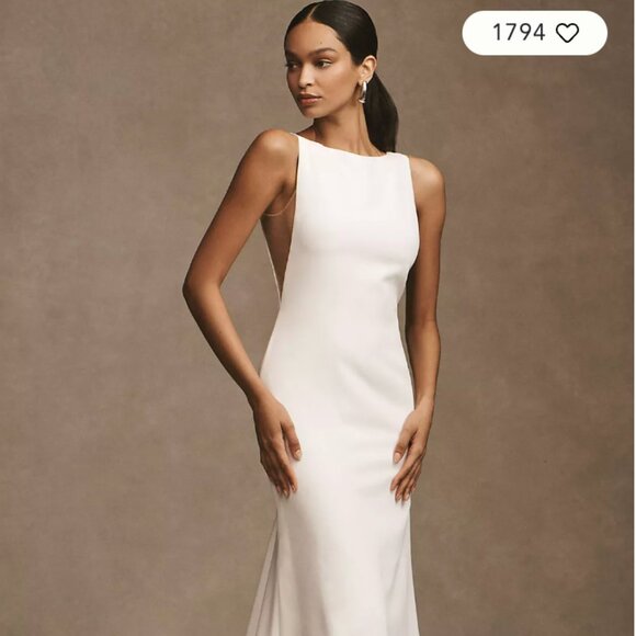 Watters Hyde Bateau-Neck Low-Back Trumpet Wedding Gown - Picture 2 of 10